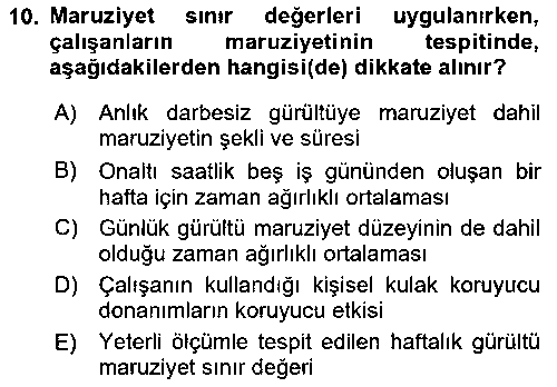 ISG201U İş Hijyeni ve Ergonomi çıkmış sınav sorusu 1
