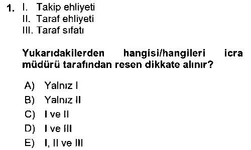 HUK224U İcra Ve İflas Hukuku çıkmış sınav sorusu 1