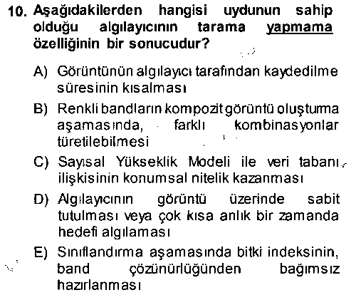 CBS201U Uzaktan Algılama çıkmış sınav sorusu 2
