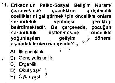 OKO203U Erken Çocukluk Döneminde Gelişim 1 çıkmış sınav sorusu 3