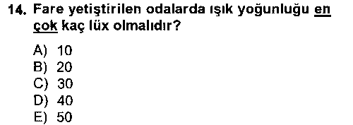 LBV210U Laboratuvar Hayvanlarını Yetiştirme ve Sağlığı çıkmış sınav sorusu 3