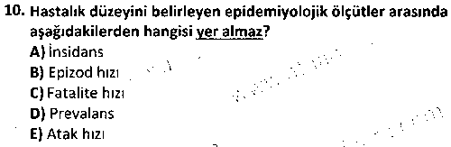 SAG2012 Epidemiyoloji çıkmış sınav sorusu 2
