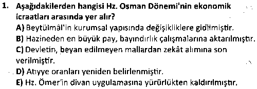TAR1003 İslam Tarihi 1 çıkmış sınav sorusu 1