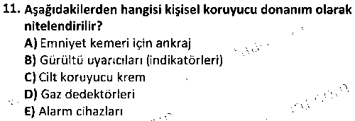 ADY1009 İş Sağlığı ve Güvenliği çıkmış sınav sorusu 3