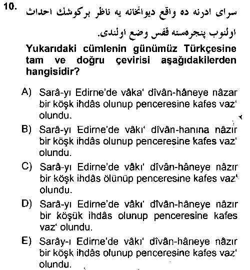 TAR213U Osmanlı Türkçesi Metinleri 1 çıkmış sınav sorusu 1