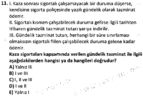 BS2005 Hayat ve Hayat Dışı Sigortalar çıkmış sınav sorusu 3
