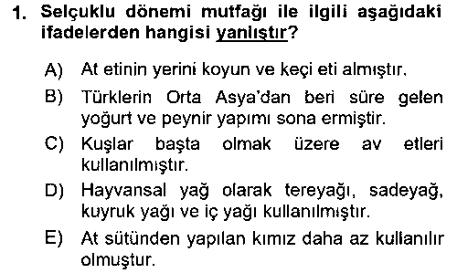 ASC201U Türk Mutfak Kültürü çıkmış sınav sorusu 1
