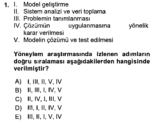 ISL404U Sayısal Karar Verme Teknikleri çıkmış sınav sorusu 1