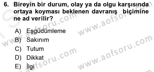 Acil Durum ve Afet Farkındalık Eğitimi Dersi 2018 - 2019 Yılı (Final) Dönem Sonu Sınav Soruları 6. Soru