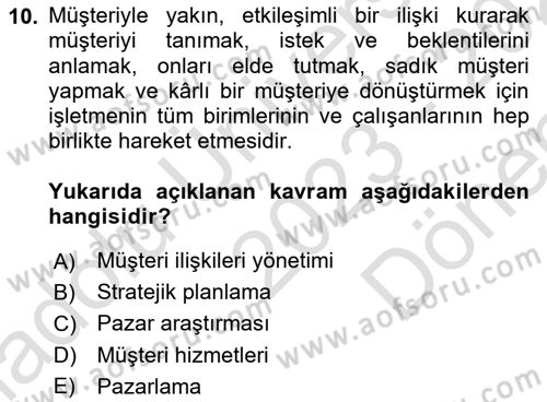 Büro Teknolojileri Dersi 2023 - 2024 Yılı (Final) Dönem Sonu Sınav Soruları 10. Soru