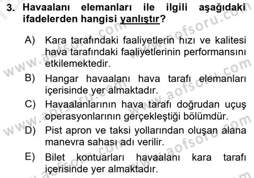 Acil Durum ve Afetlerde Ulaştırma Yönetimi ve Uygulamaları Dersi 2018 - 2019 Yılı (Final) Dönem Sonu Sınav Soruları 3. Soru