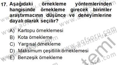 Bilimsel Araştırma Yöntemleri Dersi 2014 - 2015 Yılı (Vize) Ara Sınav Soruları 17. Soru