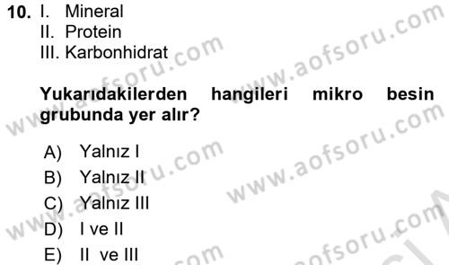Gıda Coğrafyası Dersi 2016 - 2017 Yılı (Vize) Ara Sınav Soruları 10. Soru