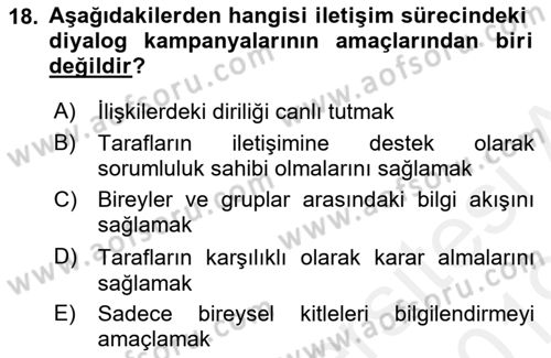 Acil Durum ve Afet Farkındalık Eğitimi Dersi 2018 - 2019 Yılı (Vize) Ara Sınav Soruları 18. Soru