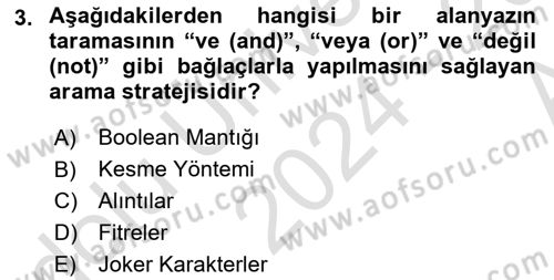 Sosyal Bilimlerde Araştırma Yöntemleri Dersi 2024 - 2025 Yılı (Vize) Ara Sınav Soruları 3. Soru