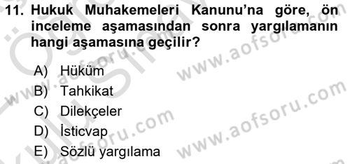 Hukuk Dili Ve Adli Yazışmalar Dersi 2021 - 2022 Yılı Yaz Okulu Sınav Soruları 11. Soru