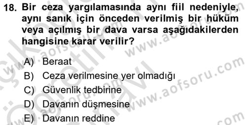 Hukuk Dili Ve Adli Yazışmalar Dersi 2021 - 2022 Yılı Yaz Okulu Sınav Soruları 18. Soru