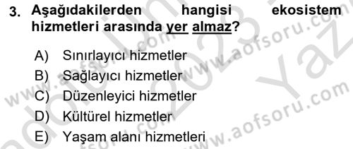 Kent, Planlama ve Afet Risk Yönetimi Dersi 2023 - 2024 Yılı Yaz Okulu Sınav Soruları 3. Soru