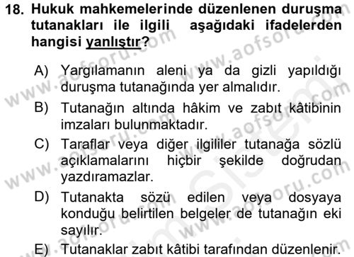 Hukuk Dili Ve Adli Yazışmalar Dersi 2015 - 2016 Yılı (Vize) Ara Sınav Soruları 18. Soru