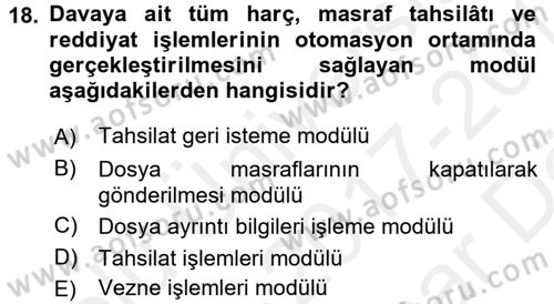 Ulusal Yargı Ağı Projesi 2 Dersi 2017 - 2018 Yılı (Vize) Ara Sınav Soruları 18. Soru