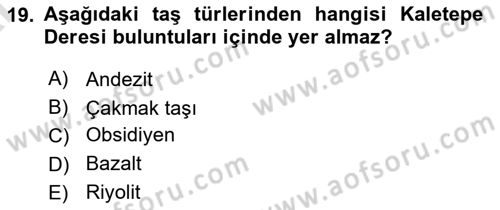 Anadolu Arkeolojisi Dersi 2024 - 2025 Yılı (Vize) Ara Sınav Soruları 19. Soru