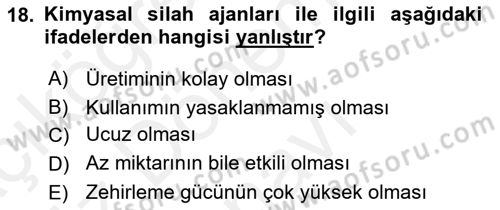 Arama Kurtarma Bilgisi ve Etik Değerler Dersi 2018 - 2019 Yılı (Final) Dönem Sonu Sınav Soruları 18. Soru