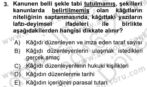 Damga Vergisi Ve Harçlar Bilgisi Dersi 2016 - 2017 Yılı (Final) Dönem Sonu Sınav Soruları 3. Soru