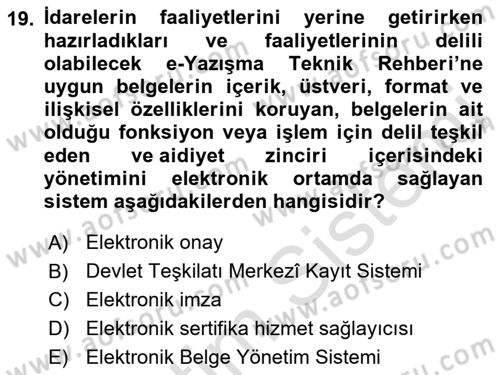 Hukuk Dili Ve Adli Yazışmalar Dersi 2021 - 2022 Yılı (Vize) Ara Sınav Soruları 19. Soru