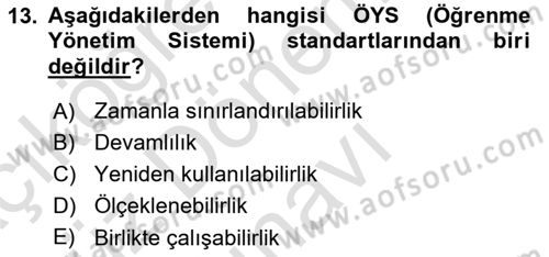 Büro Teknolojileri Dersi 2024 - 2025 Yılı (Final) Dönem Sonu Sınav Soruları 13. Soru