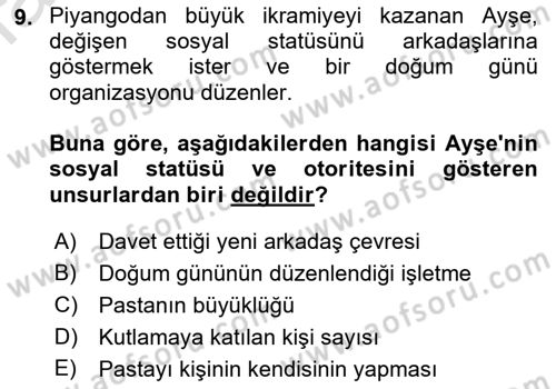 Yemek Sosyolojisi Dersi 2021 - 2022 Yılı Yaz Okulu Sınav Soruları 9. Soru