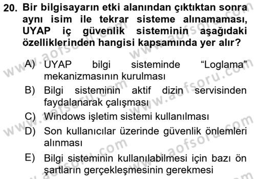 Ulusal Yargı Ağı Projesi 1 Dersi 2019 - 2020 Yılı (Vize) Ara Sınav Soruları 20. Soru