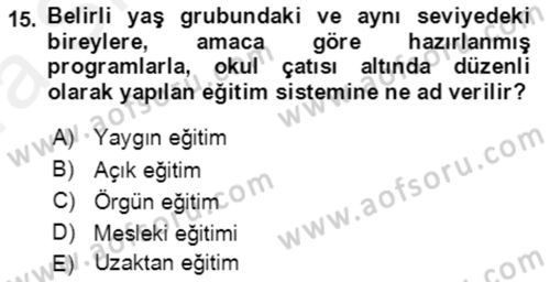 Göç Ve Göçmen Sorunları Dersi 2018 - 2019 Yılı (Vize) Ara Sınav Soruları 15. Soru
