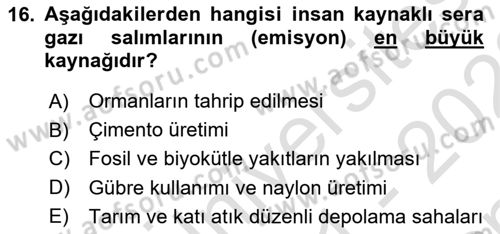 Afet Risk Azaltma Politikaları Dersi 2021 - 2022 Yılı (Final) Dönem Sonu Sınav Soruları 16. Soru
