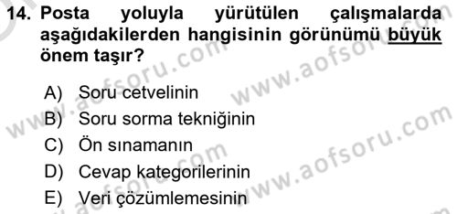 Uluslararası İlişkilerde Araştırma Yöntemleri Dersi 2023 - 2024 Yılı Yaz Okulu Sınav Soruları 14. Soru