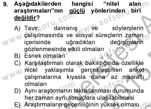 Uluslararası İlişkilerde Araştırma Yöntemleri Dersi 2014 - 2015 Yılı (Final) Dönem Sonu Sınav Soruları 9. Soru