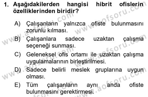 Büro Teknolojileri Dersi 2024 - 2025 Yılı Yaz Okulu Sınav Soruları 1. Soru