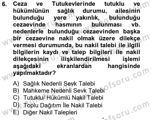 Ulusal Yargı Ağı Projesi 2 Dersi 2013 - 2014 Yılı Tek Ders Sınav Soruları 6. Soru