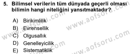 Sosyal Bilimlerde Araştırma Yöntemleri Dersi 2021 - 2022 Yılı (Vize) Ara Sınav Soruları 5. Soru