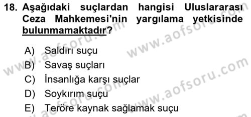 İnsan Hakları Ve Kamu Özgürlükleri Dersi 2023 - 2024 Yılı (Vize) Ara Sınav Soruları 18. Soru
