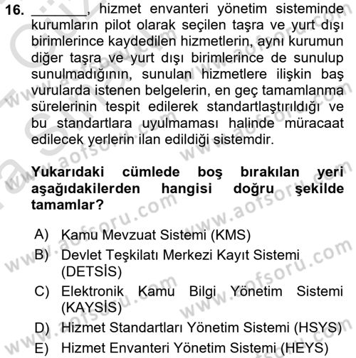 Mesleki Bilgisayar Ve Uyap Dersi 2021 - 2022 Yılı (Vize) Ara Sınav Soruları 16. Soru
