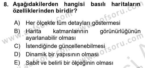 Kent, Planlama ve Afet Risk Yönetimi Dersi 2019 - 2020 Yılı (Vize) Ara Sınav Soruları 8. Soru