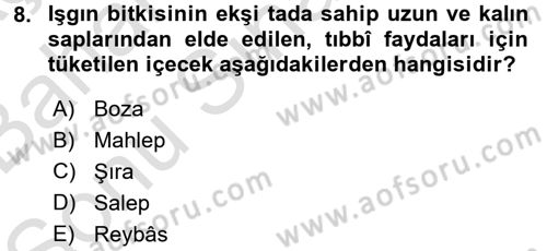 Osmanlı Mutfağı Dersi 2016 - 2017 Yılı (Final) Dönem Sonu Sınav Soruları 8. Soru