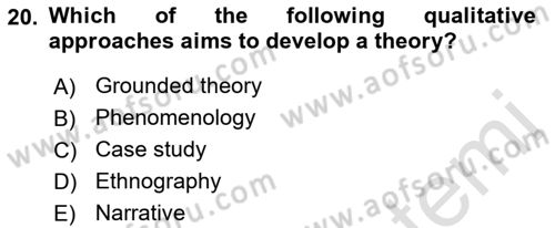 Research Methods Dersi 2021 - 2022 Yılı Yaz Okulu Sınav Soruları 20. Soru