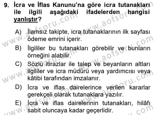 Hukuk Dili Ve Adli Yazışmalar Dersi 2015 - 2016 Yılı (Final) Dönem Sonu Sınav Soruları 9. Soru