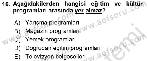 Gastronomi Ve Medya Dersi 2017 - 2018 Yılı (Vize) Ara Sınav Soruları 16. Soru