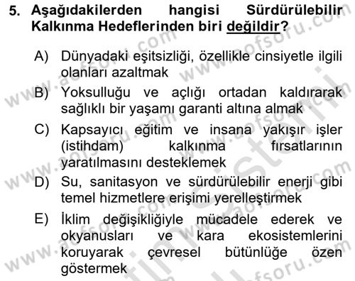 Gastronomi Ve Sürdürülebilirlik Dersi 2020 - 2021 Yılı Yaz Okulu Sınav Soruları 5. Soru