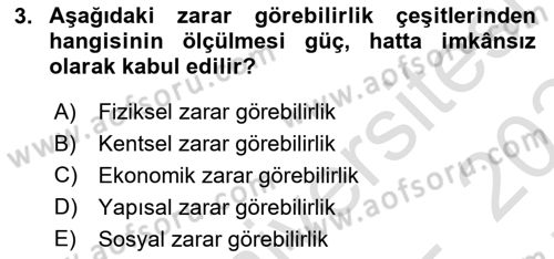 Afet Senaryosu ve Tatbikatlar Dersi 2023 - 2024 Yılı (Final) Dönem Sonu Sınav Soruları 3. Soru