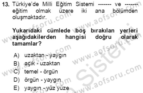 Göç Ve Göçmen Sorunları Dersi 2021 - 2022 Yılı (Vize) Ara Sınav Soruları 13. Soru
