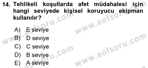 Temel Afet Bilgisi Dersi 2022 - 2023 Yılı (Vize) Ara Sınav Soruları 14. Soru