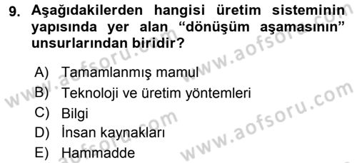 Büro Teknolojileri Dersi 2018 - 2019 Yılı Yaz Okulu Sınav Soruları 9. Soru